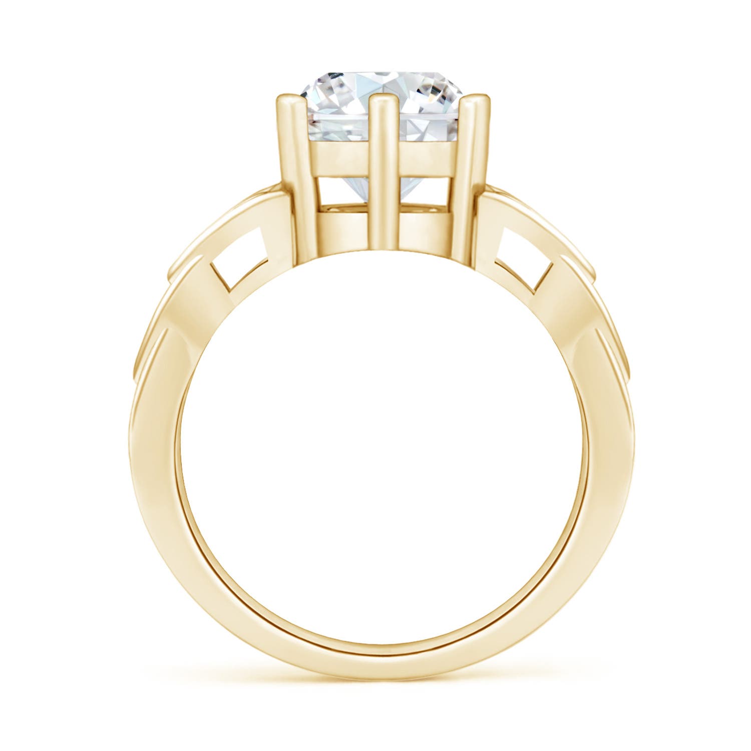 8.1mm FGVS Lab-Grown Solitaire Round Diamond Celtic Knot Ring in Yellow Gold