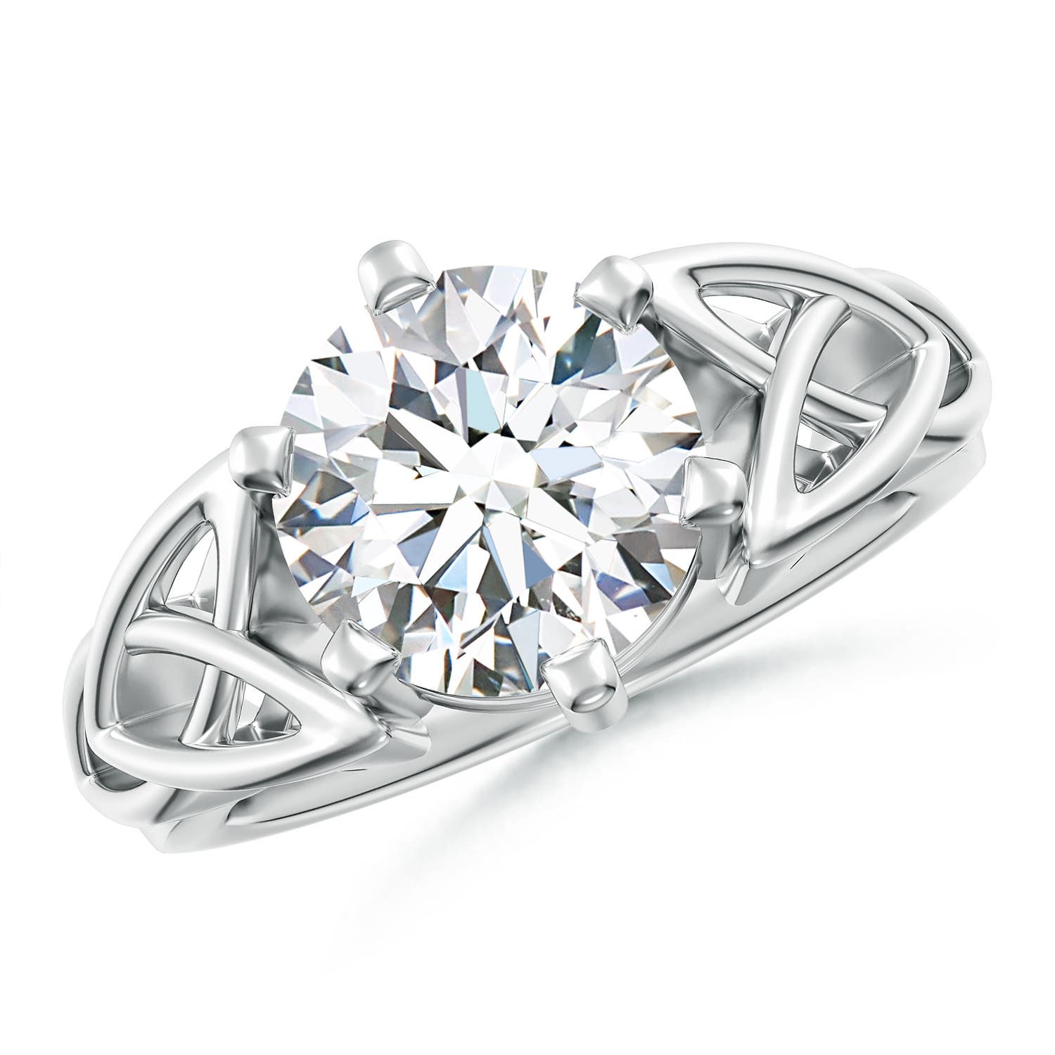 9.2mm FGVS Lab-Grown Solitaire Round Diamond Celtic Knot Ring in White Gold
