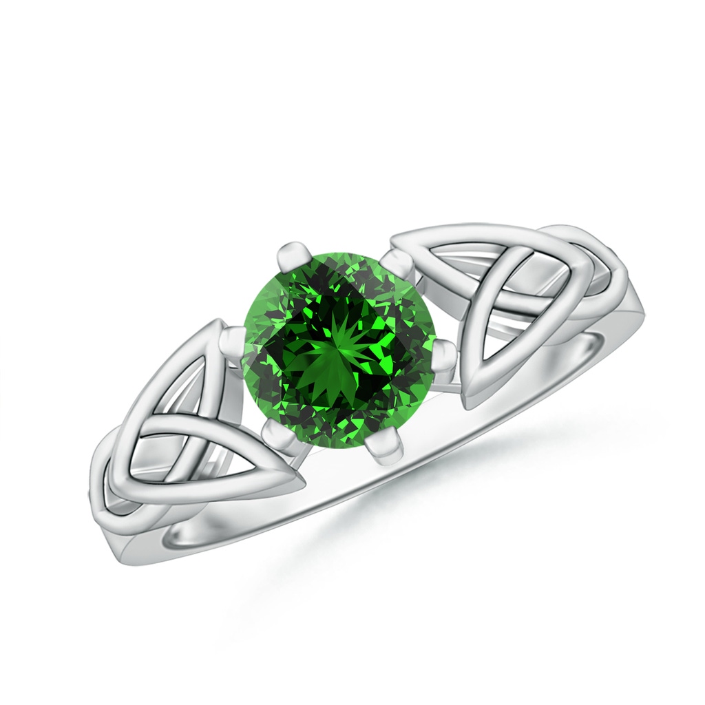 7mm Labgrown Lab-Grown Solitaire Round Emerald Celtic Knot Ring in P950 Platinum