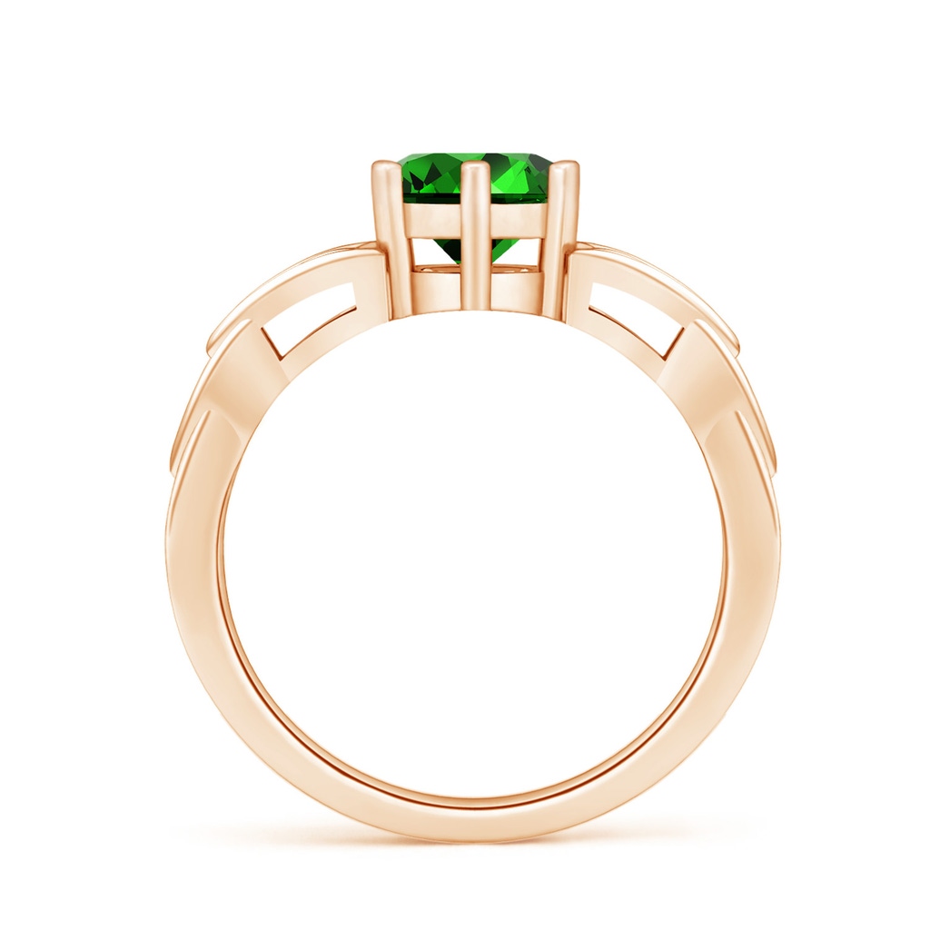 7mm Labgrown Lab-Grown Solitaire Round Emerald Celtic Knot Ring in Rose Gold - side 199