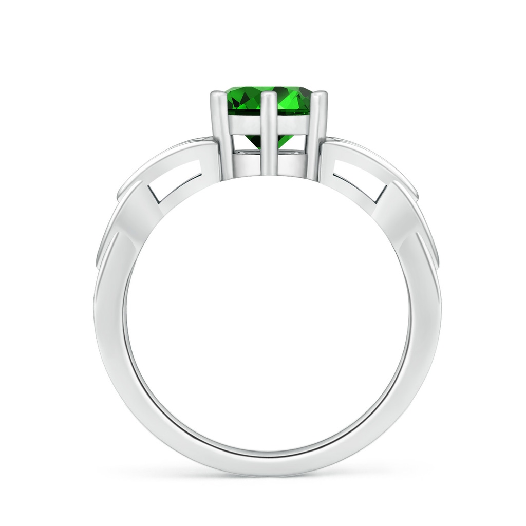 7mm Labgrown Lab-Grown Solitaire Round Emerald Celtic Knot Ring in White Gold Side 199