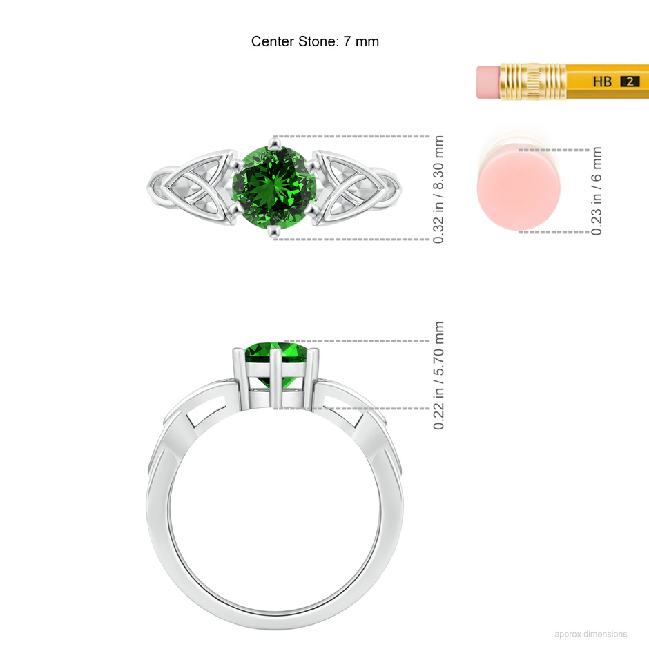 7mm Labgrown Lab-Grown Solitaire Round Emerald Celtic Knot Ring in White Gold ruler