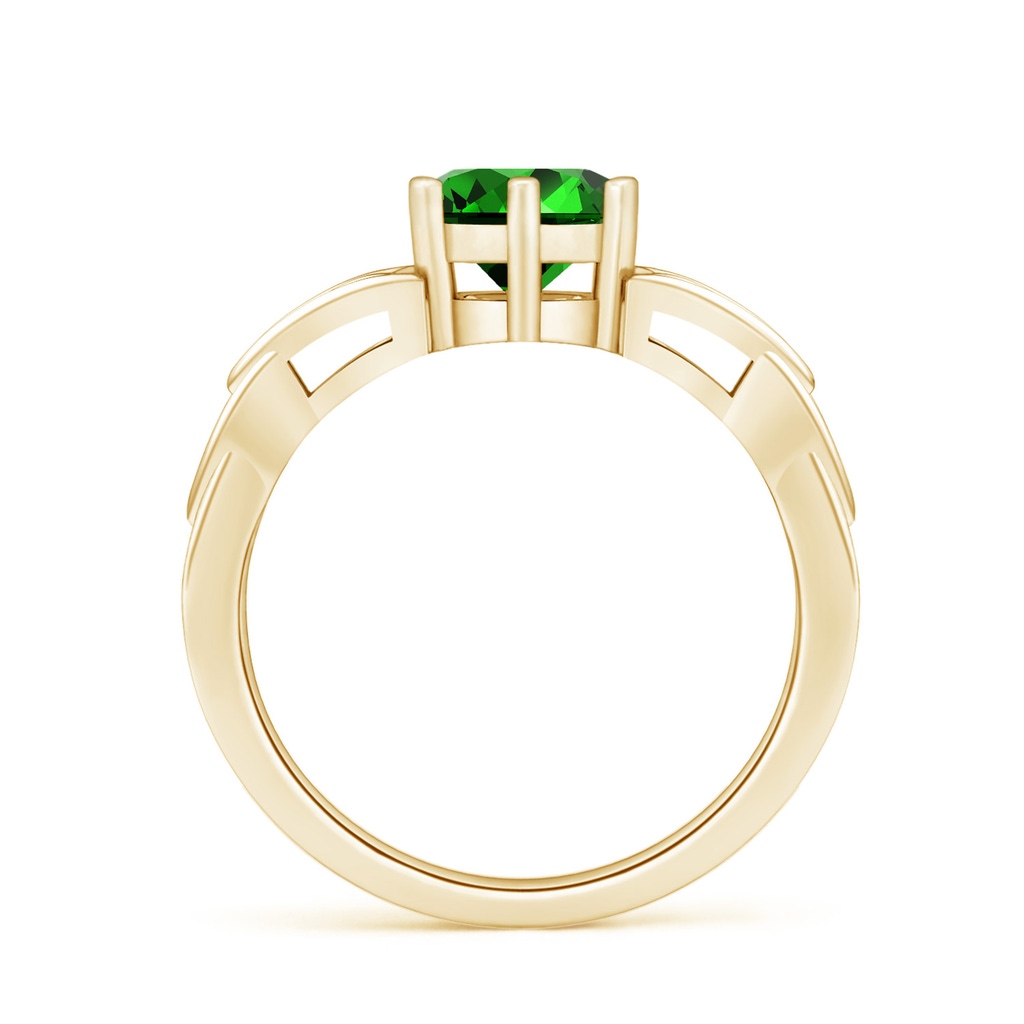 7mm Labgrown Lab-Grown Solitaire Round Emerald Celtic Knot Ring in Yellow Gold - side 199