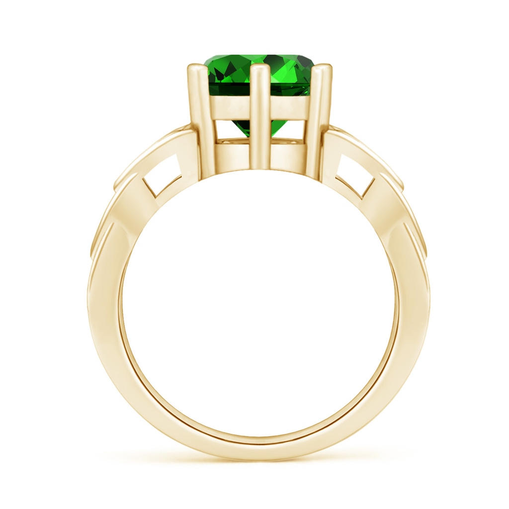 8mm Labgrown Lab-Grown Solitaire Round Emerald Celtic Knot Ring in Yellow Gold Side 199