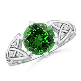 9mm Labgrown Lab-Grown Solitaire Round Emerald Celtic Knot Ring in P950 Platinum