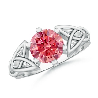 8.1mm Labgrown Solitaire Round Lab-Grown Fancy Intense Pink Diamond Celtic Knot Ring in P950 Platinum