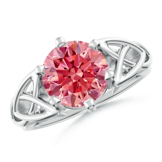 9.2mm Labgrown Solitaire Round Lab-Grown Fancy Intense Pink Diamond Celtic Knot Ring in P950 Platinum