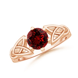7mm Labgrown Lab-Grown Solitaire Round Ruby Celtic Knot Ring in Rose Gold