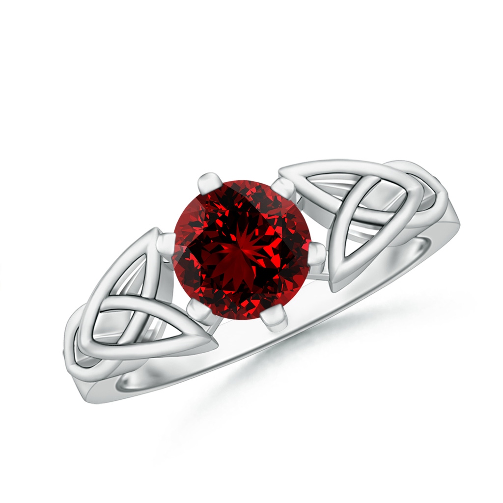 7mm Labgrown Lab-Grown Solitaire Round Ruby Celtic Knot Ring in White Gold