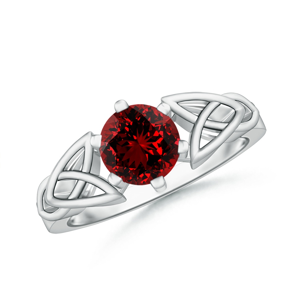 7mm Labgrown Lab-Grown Solitaire Round Ruby Celtic Knot Ring in White Gold 