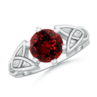 8mm Labgrown Lab-Grown Solitaire Round Ruby Celtic Knot Ring in White Gold