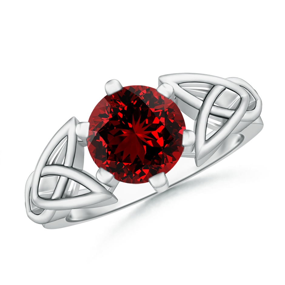 8mm Labgrown Lab-Grown Solitaire Round Ruby Celtic Knot Ring in White Gold 