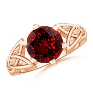 9mm Labgrown Lab-Grown Solitaire Round Ruby Celtic Knot Ring in Rose Gold