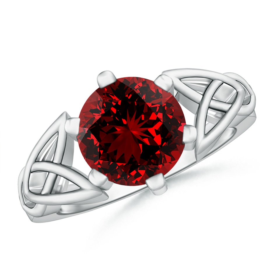 9mm Labgrown Lab-Grown Solitaire Round Ruby Celtic Knot Ring in White Gold 