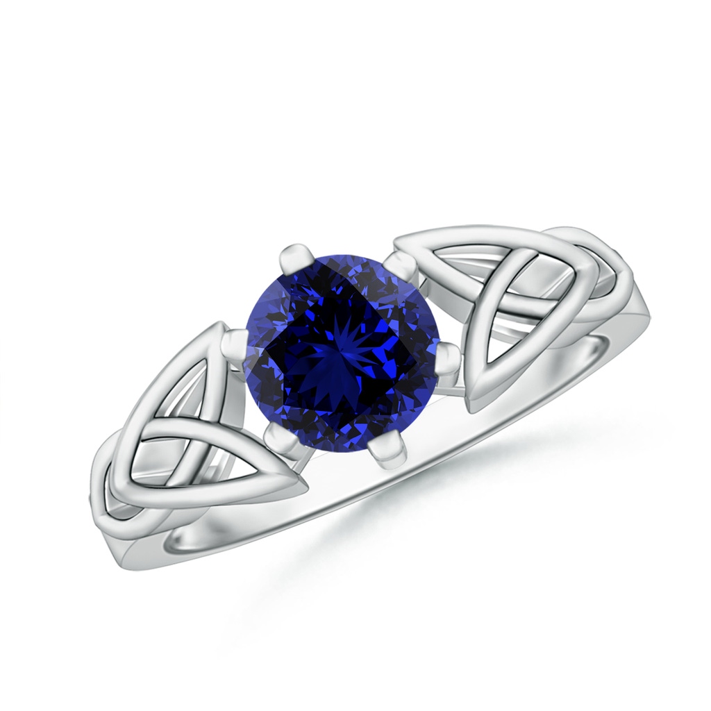 7mm Labgrown Lab-Grown Solitaire Round Sapphire Celtic Knot Ring in P950 Platinum
