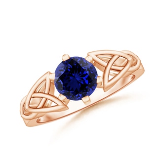 7mm Labgrown Lab-Grown Solitaire Round Sapphire Celtic Knot Ring in Rose Gold