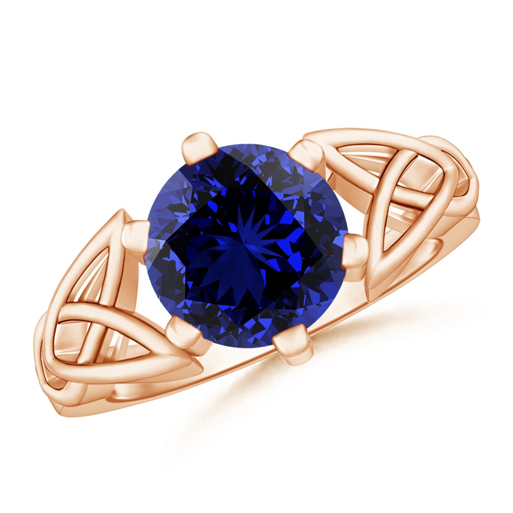9mm Labgrown Lab-Grown Solitaire Round Sapphire Celtic Knot Ring in 10K Rose Gold