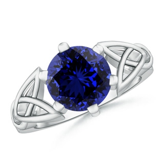 9mm Labgrown Lab-Grown Solitaire Round Sapphire Celtic Knot Ring in White Gold