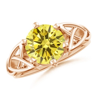 9.2mm Labgrown Solitaire Round Lab-Grown Fancy Intense Yellow Diamond Celtic Knot Ring in 10K Rose Gold