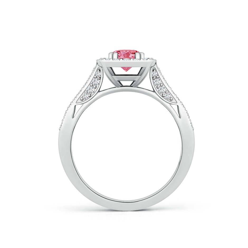 5.5mm Labgrown Round Lab-Grown Fancy Intense Pink Diamond Cushion Halo Ring with Milgrain in White Gold side 199