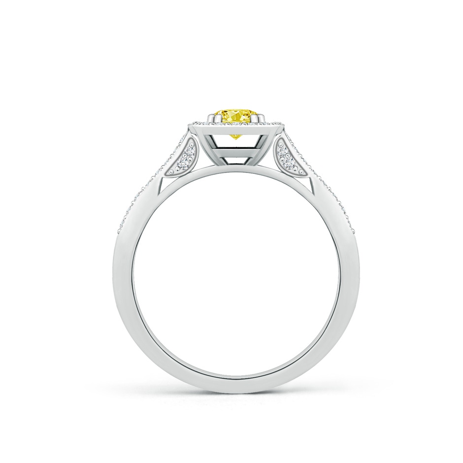 4.5mm Labgrown Round Lab-Grown Fancy Intense Yellow Diamond Cushion Halo Ring with Milgrain in White Gold side 199