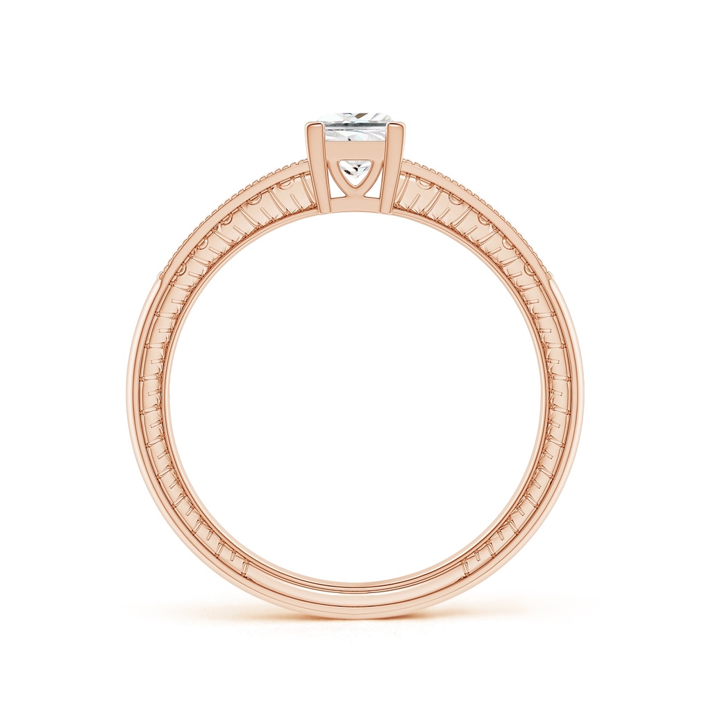4.2mm FGVS Lab-Grown Princess Cut Diamond Solitaire Ring with Milgrain Detailing in Rose Gold - side 199