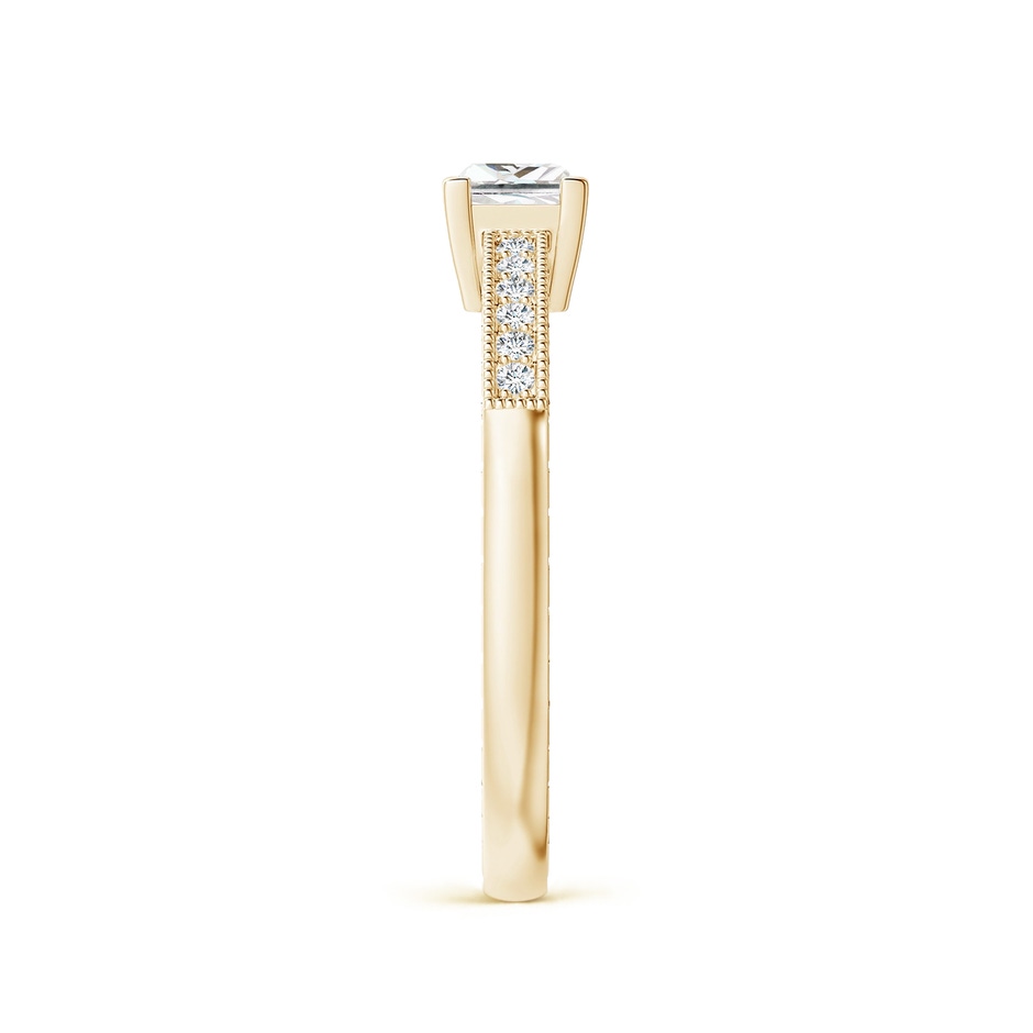 4.2mm FGVS Lab-Grown Princess Cut Diamond Solitaire Ring with Milgrain Detailing in Yellow Gold side 299