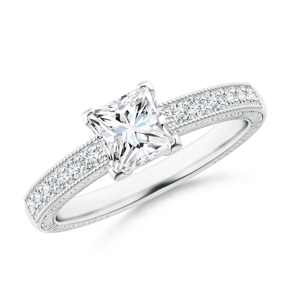 5mm FGVS Lab-Grown Princess Cut Diamond Solitaire Ring with Milgrain Detailing in P950 Platinum 