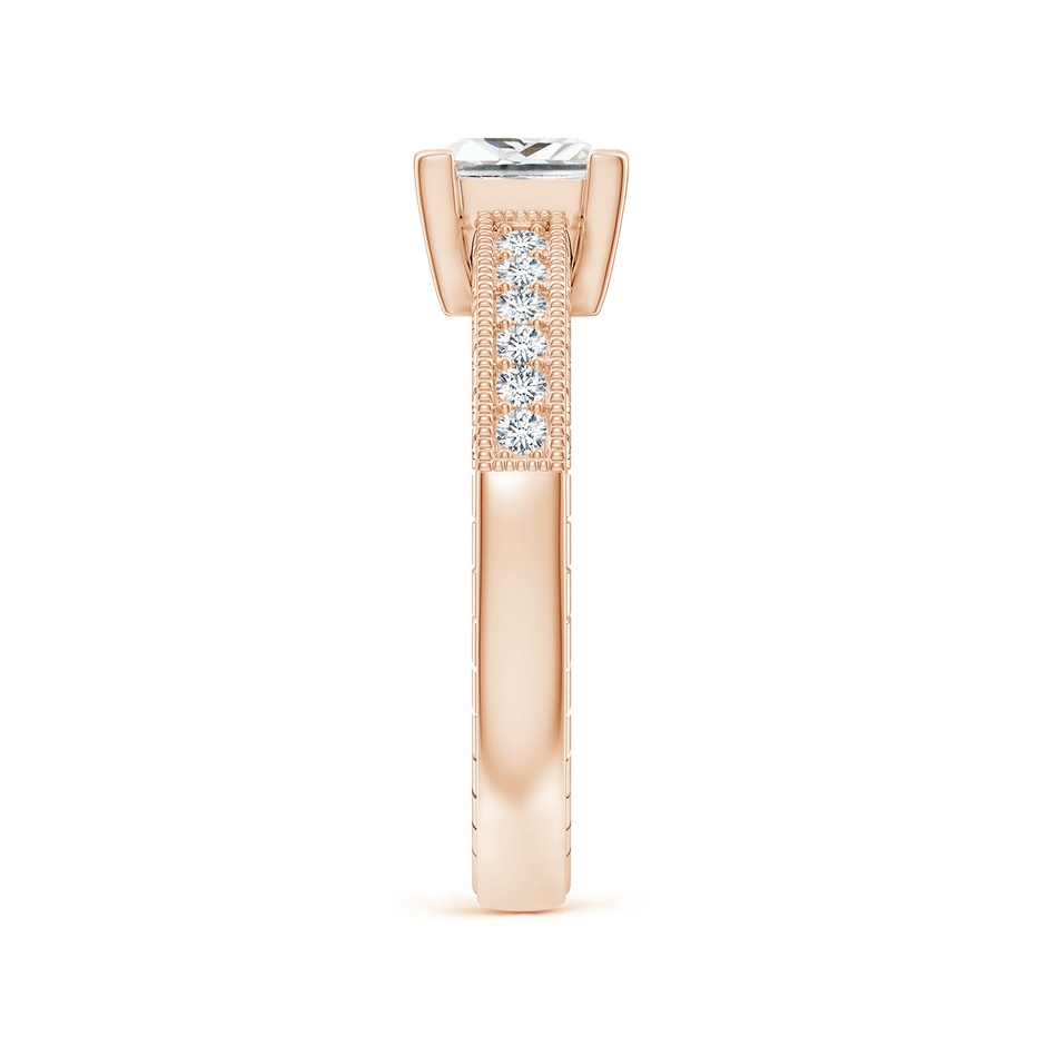 6mm FGVS Lab-Grown Princess Cut Diamond Solitaire Ring with Milgrain Detailing in Rose Gold side 299