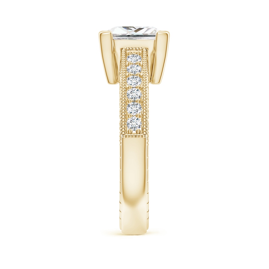 7.9mm FGVS Lab-Grown Princess Cut Diamond Solitaire Ring with Milgrain Detailing in Yellow Gold side 299