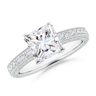 7mm FGVS Lab-Grown Princess Cut Diamond Solitaire Ring with Milgrain Detailing in P950 Platinum