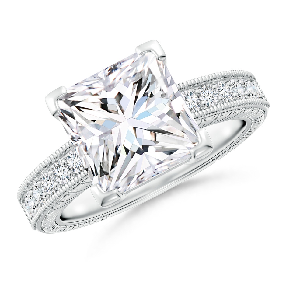 8.9mm FGVS Lab-Grown Princess Cut Diamond Solitaire Ring with Milgrain Detailing in P950 Platinum 