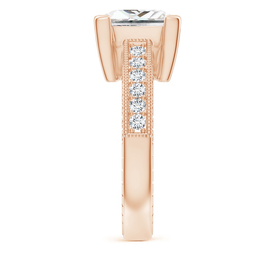9.4mm FGVS Lab-Grown Princess Cut Diamond Solitaire Ring with Milgrain Detailing in Rose Gold side 299