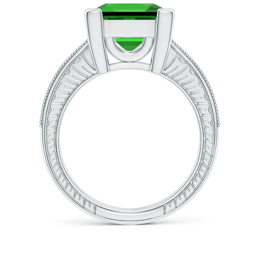 10mm Labgrown Lab-Grown Square Cut Emerald Solitaire Ring with Milgrain Detailing in P950 Platinum - side 199