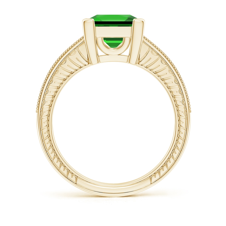 8mm Labgrown Lab-Grown Square Cut Emerald Solitaire Ring with Milgrain Detailing in Yellow Gold side 199