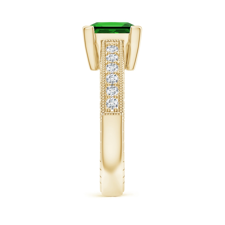 8mm Labgrown Lab-Grown Square Cut Emerald Solitaire Ring with Milgrain Detailing in Yellow Gold side 299