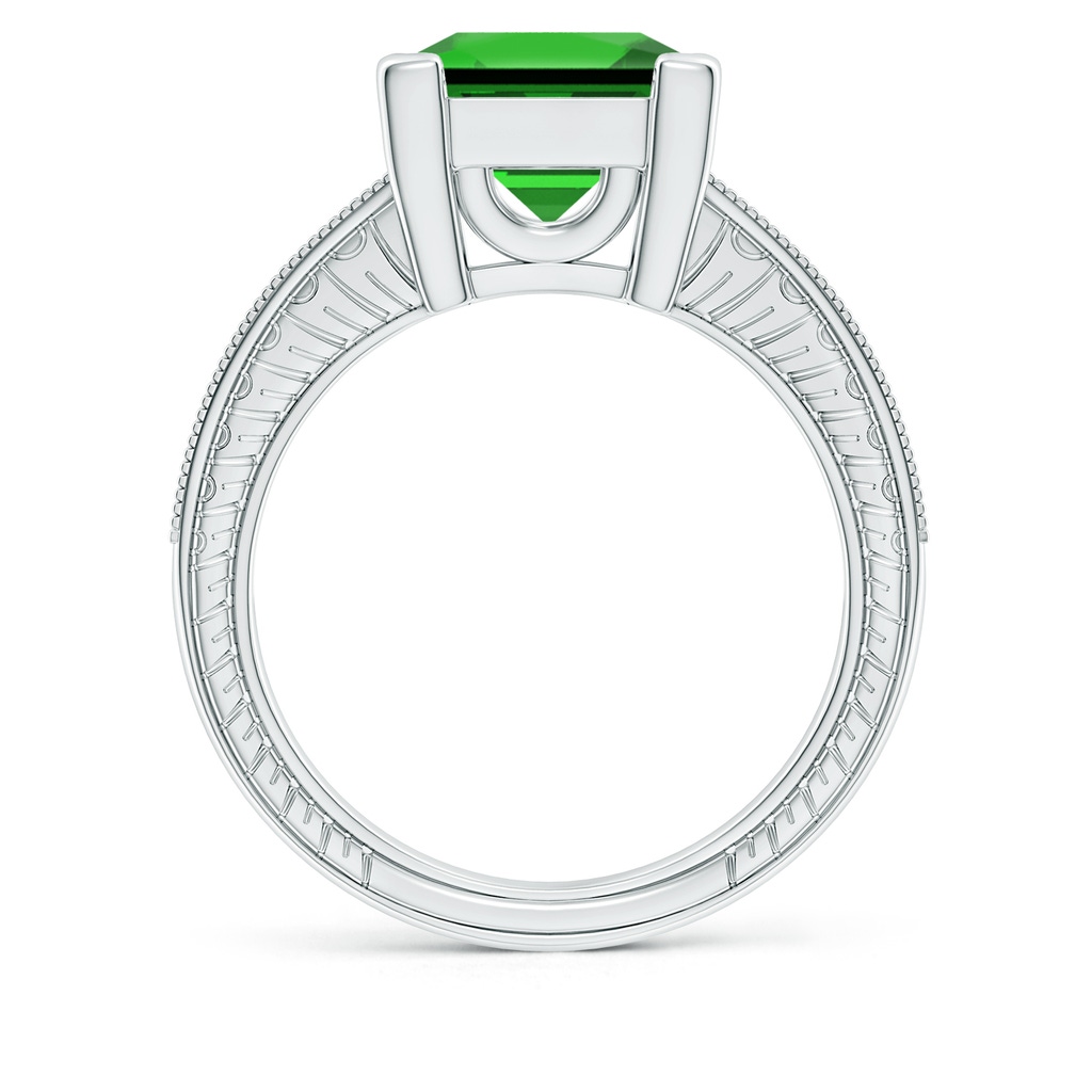 9mm Labgrown Lab-Grown Square Cut Emerald Solitaire Ring with Milgrain Detailing in White Gold Side 199