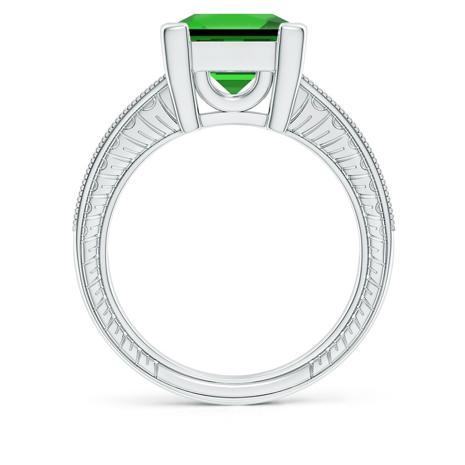 9mm Labgrown Lab-Grown Square Cut Emerald Solitaire Ring with Milgrain Detailing in White Gold side 199