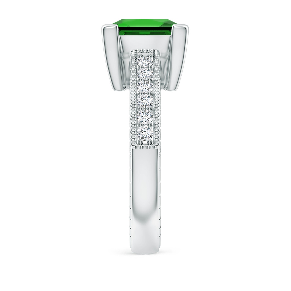 9mm Labgrown Lab-Grown Square Cut Emerald Solitaire Ring with Milgrain Detailing in White Gold Side 299