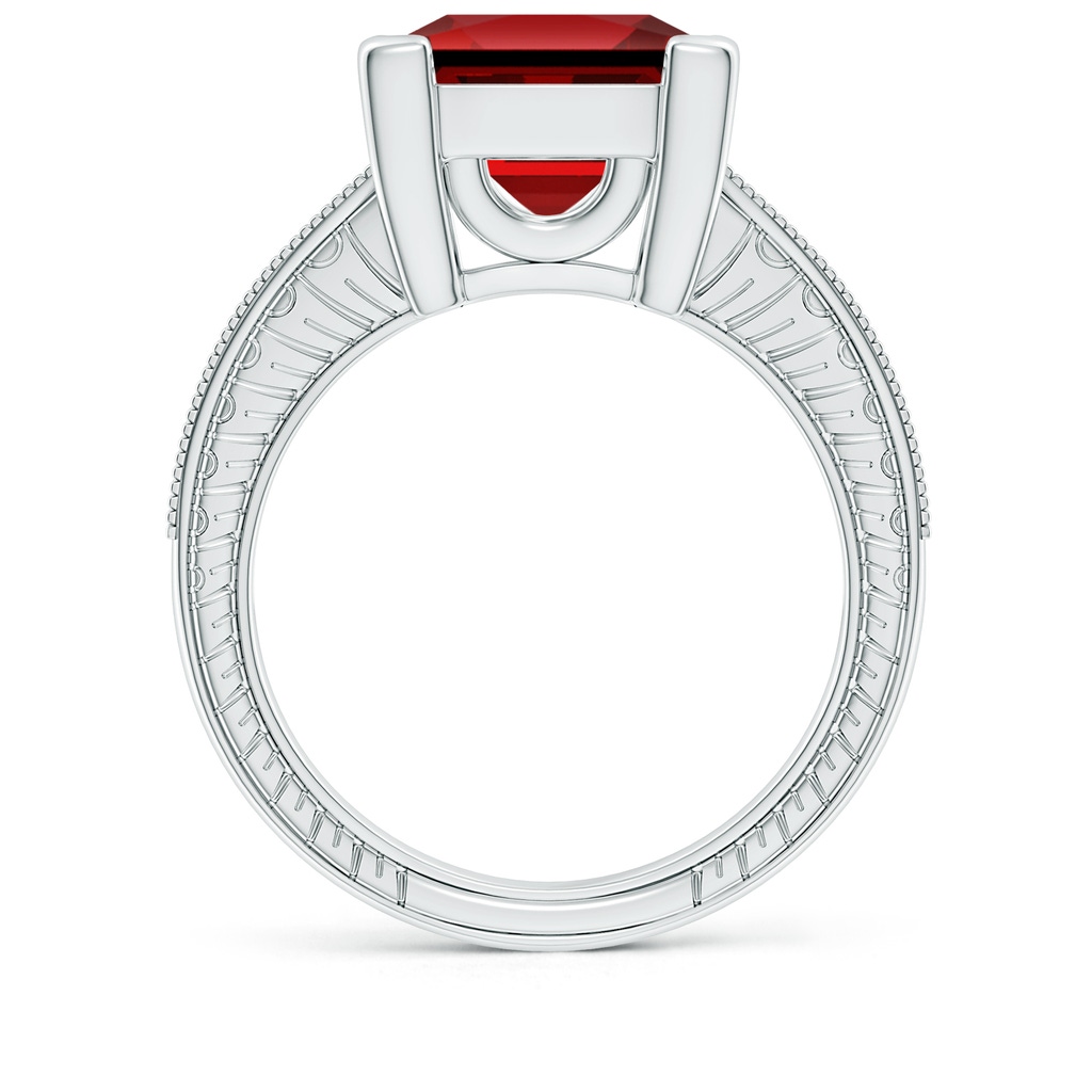 10mm Labgrown Lab-Grown Square Cut Ruby Solitaire Ring with Milgrain Detailing in P950 Platinum - side 199