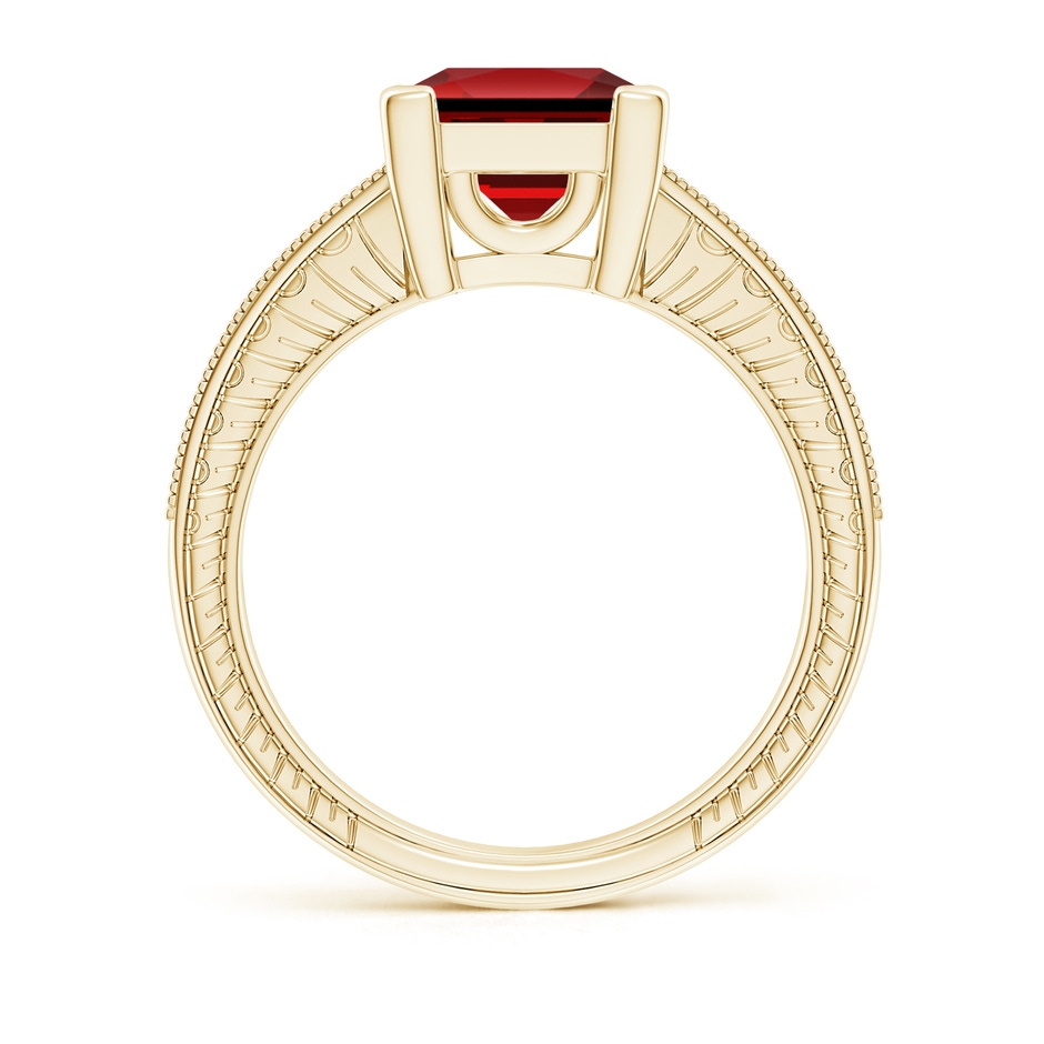 8mm Labgrown Lab-Grown Square Cut Ruby Solitaire Ring with Milgrain Detailing in Yellow Gold Side 199