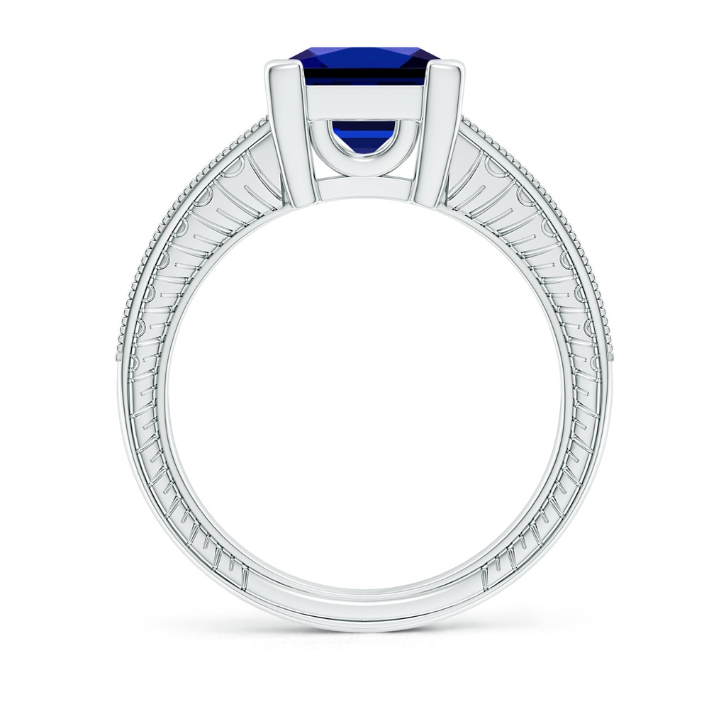 8mm Labgrown Lab-Grown Square Cut Blue Sapphire Solitaire Ring with Milgrain Detailing in White Gold Side 199