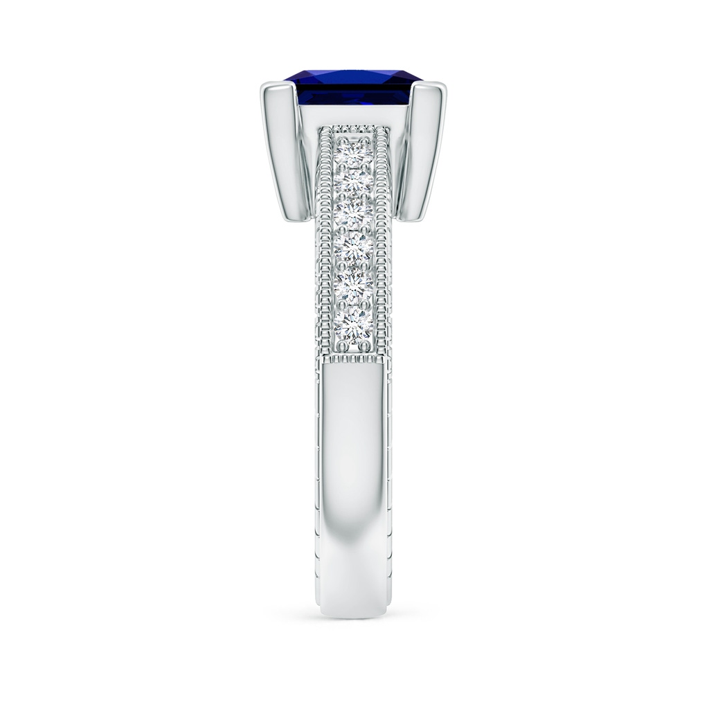8mm Labgrown Lab-Grown Square Cut Blue Sapphire Solitaire Ring with Milgrain Detailing in White Gold Side 299