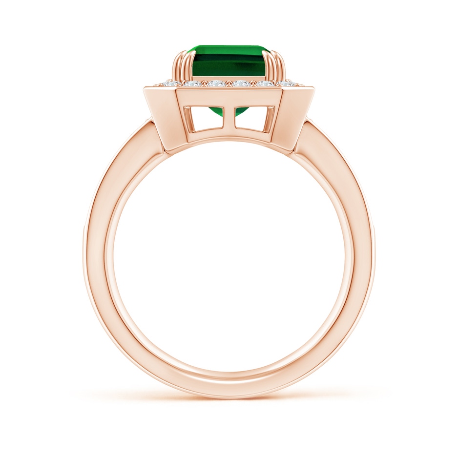 10x8mm Labgrown Lab-Grown Emerald-Cut Emerald Engagement Ring with Lab Diamond Halo in Rose Gold side 199