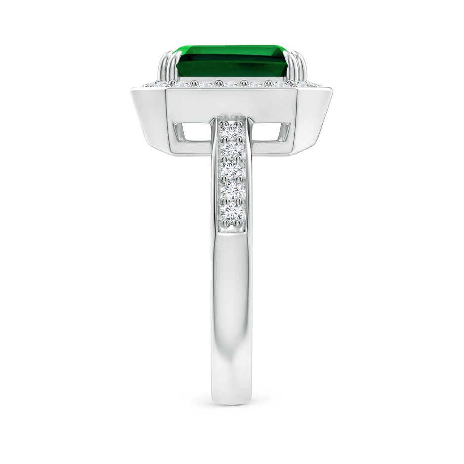 10x8mm Labgrown Lab-Grown Emerald-Cut Emerald Engagement Ring with Lab Diamond Halo in White Gold side 299
