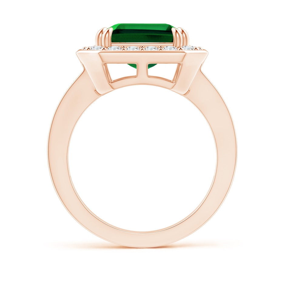 12x10mm Labgrown Lab-Grown Emerald-Cut Emerald Engagement Ring with Lab Diamond Halo in 18K Rose Gold side 199
