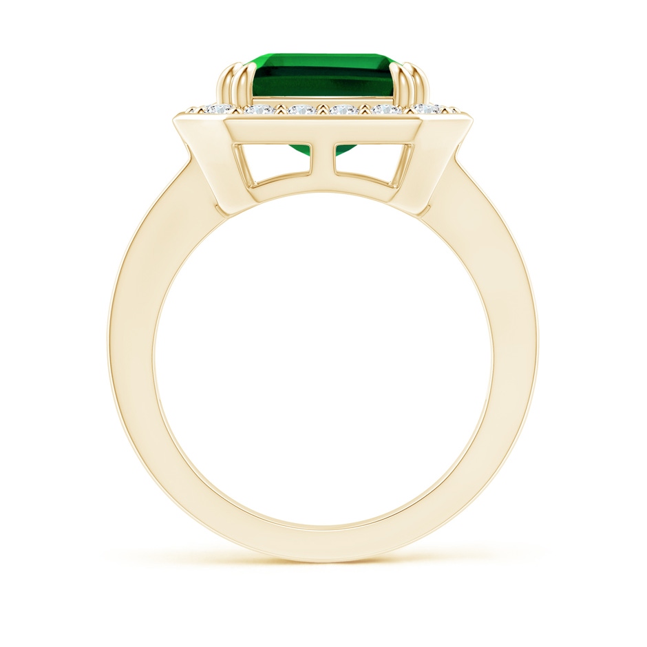 12x10mm Labgrown Lab-Grown Emerald-Cut Emerald Engagement Ring with Lab Diamond Halo in 18K Yellow Gold side 199