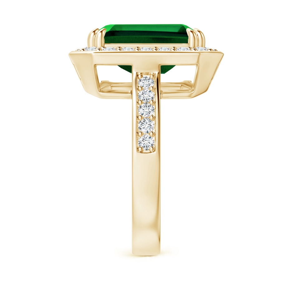 12x10mm Labgrown Lab-Grown Emerald-Cut Emerald Engagement Ring with Lab Diamond Halo in 18K Yellow Gold side 299