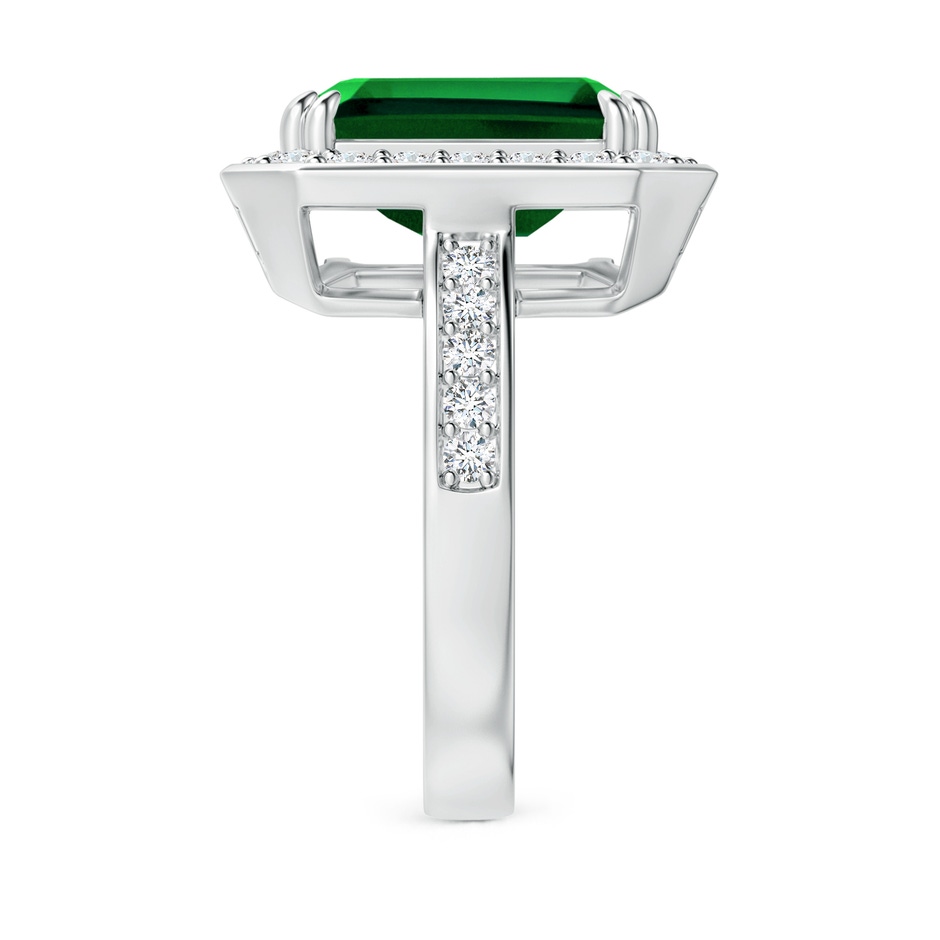 12x10mm Labgrown Lab-Grown Emerald-Cut Emerald Engagement Ring with Lab Diamond Halo in P950 Platinum side 299