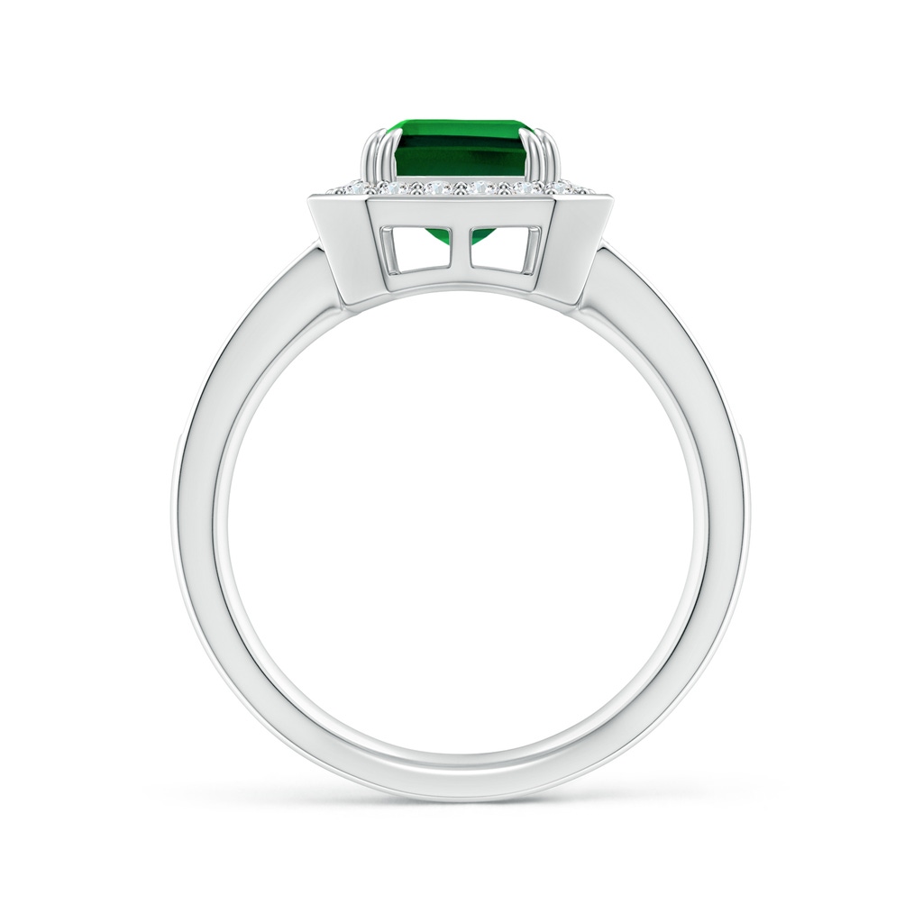 9x7mm Labgrown Lab-Grown Emerald-Cut Emerald Engagement Ring with Lab Diamond Halo in White Gold - side 199
